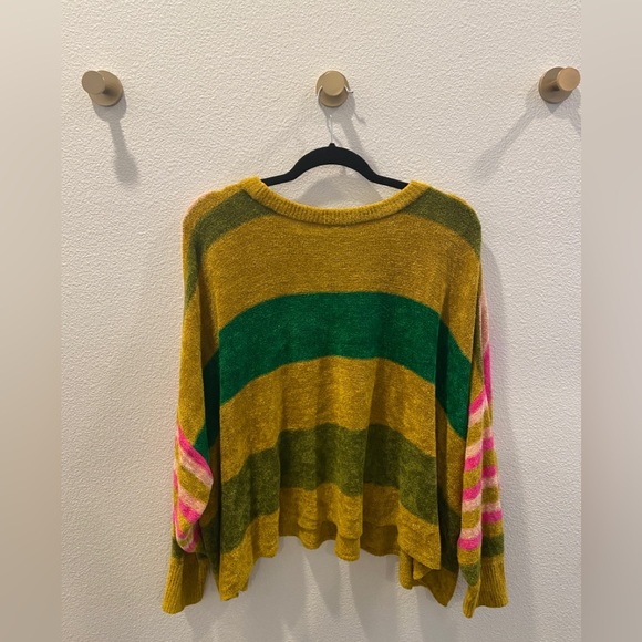 Free People All About You Multi Stripe Chenille Sweater Boho- Size Small - Picture 4 of 10